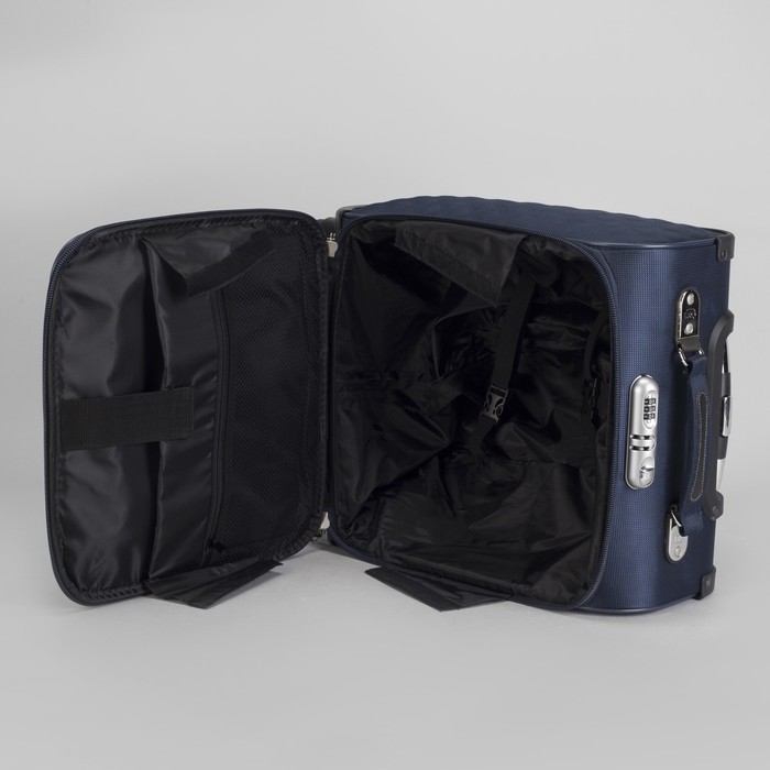 Чемодан малый 16", отдел на молнии, наружный карман, кодовый замок, 4 колеса, цвет синий