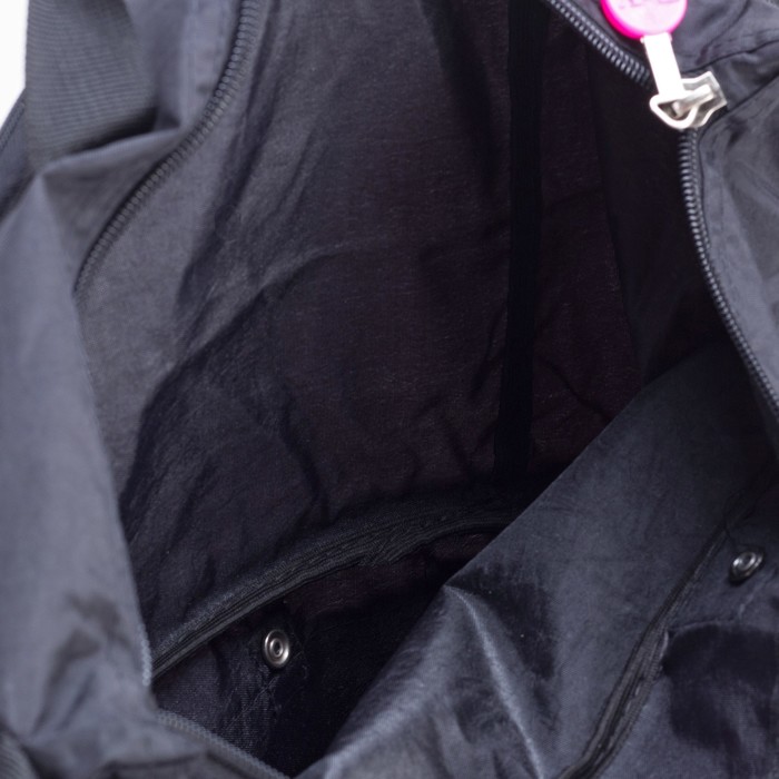 Сумка складная на колёсах, 1 отдел на молнии, 2 наружных кармана, с расширением, цвет чёрный/розовый