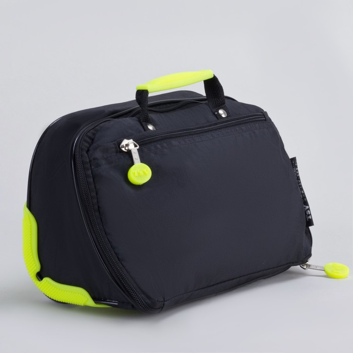 Сумка складная на колесах, 1 отдел на молнии, 2 наружных кармана, с расширением, цвет чёрный/лимонный