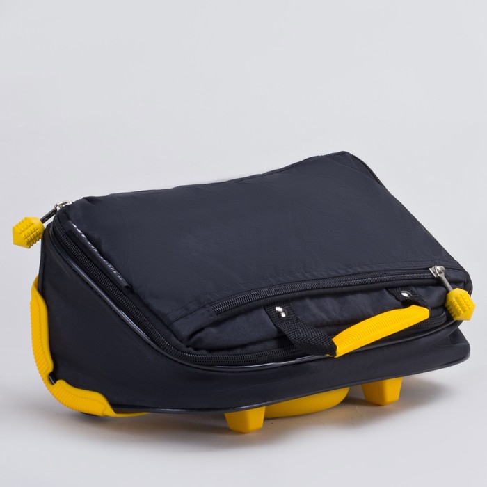 Сумка складная на колесах, 1 отдел на молнии, 2 наружных кармана, с расширением, цвет чёрный/жёлтый