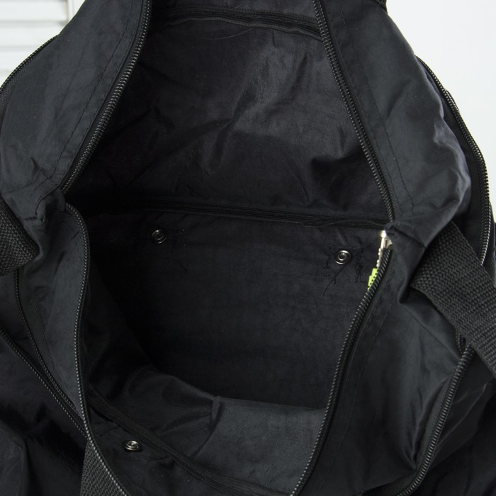 Сумка складная на колесах, 1 отдел на молнии, 2 наружных кармана, с расширением, цвет чёрный/лимонный