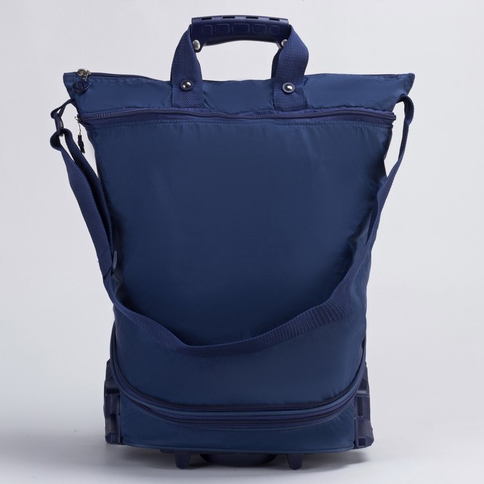 Сумка складная на колесах, 1 отдел на молнии, 2 наружных кармана, с расширением, цвет синий