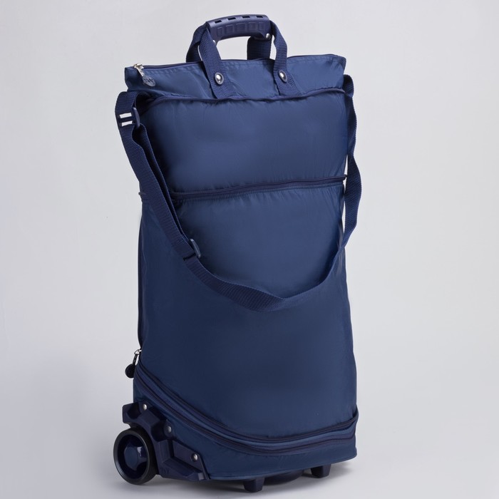 Сумка складная на колесах, 1 отдел на молнии, 2 наружных кармана, с расширением, цвет синий