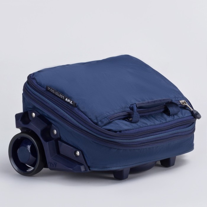 Сумка складная на колесах, 1 отдел на молнии, 2 наружных кармана, с расширением, цвет синий