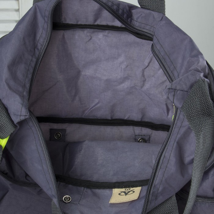 Сумка складная на колесах, 1 отдел на молнии, 2 наружных кармана, с расширением, цвет серый/лимонный