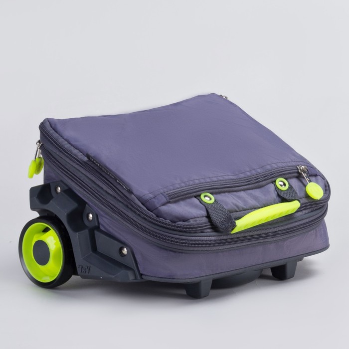 Сумка складная на колесах, 1 отдел на молнии, 2 наружных кармана, с расширением, цвет серый/лимонный
