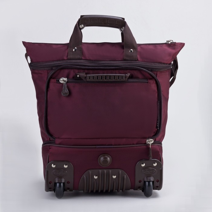 Сумка складная на колесах, 1 отдел на молнии, наружный карман, с расширением, цвет бордовый/коричневый