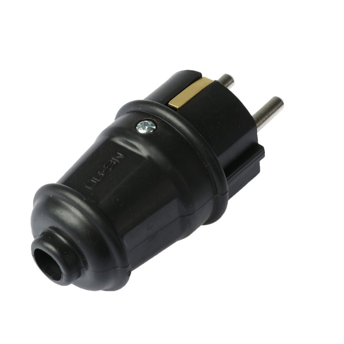 Вилка штепсельная NE-AD, каучук, 16 А, 220-240 В, с з/к, черная