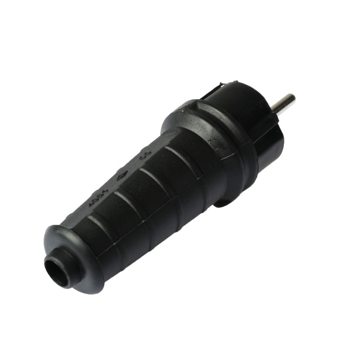 Вилка прямая NE-AD, каучук, 2P+PE, 16 А, 220-240 В, с з/к, евро, черная