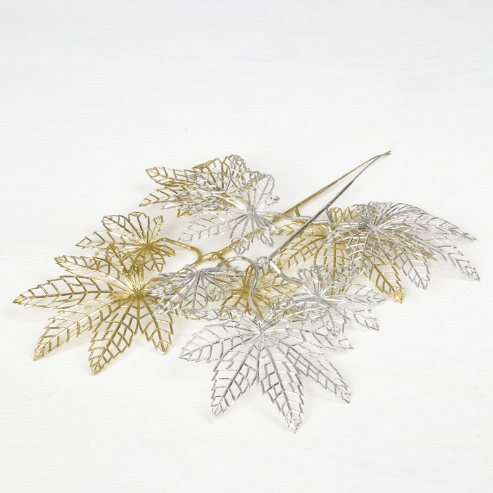 Декор блеск "Клён сапиндовый" 15*22 см, микс (золото, серебро)