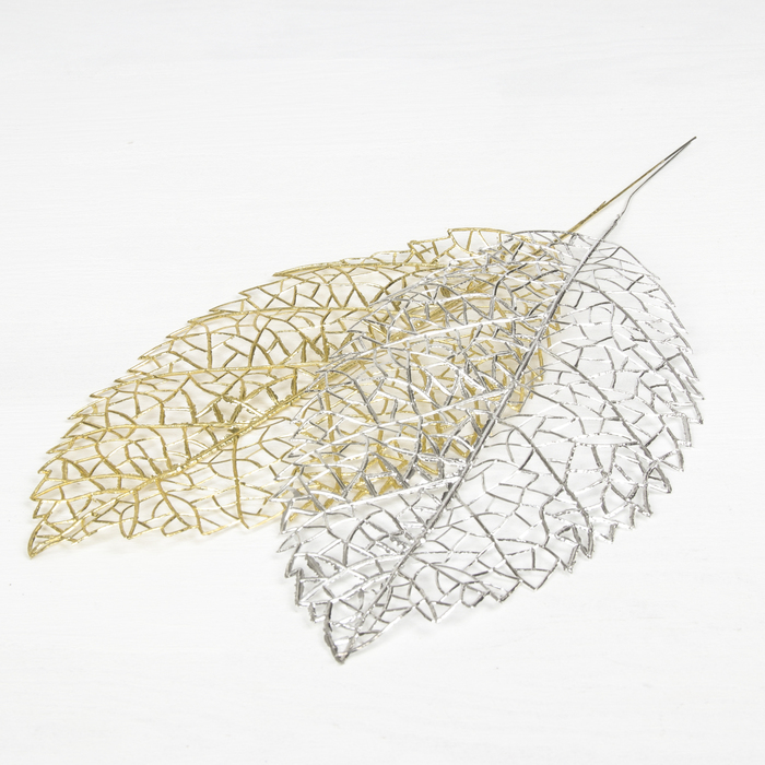 Декор блеск "Берёзовый лист" 14*28 см, микс (золото, серебро)