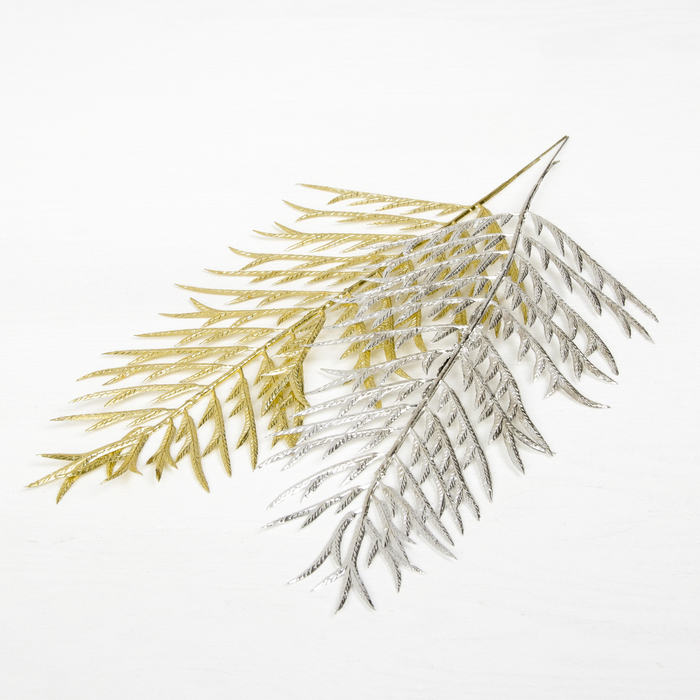 Декор блеск "Ветка иглицы" 12*28 см, микс (золото, серебро)