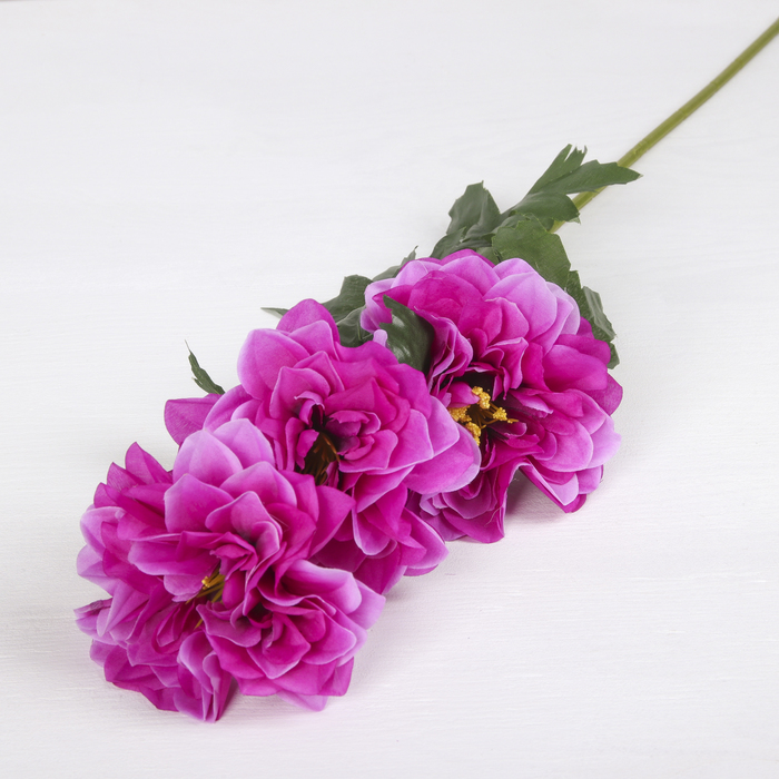 Цветы искусственные "Георгин с резными листьями" 12*70 см, фиолетовый