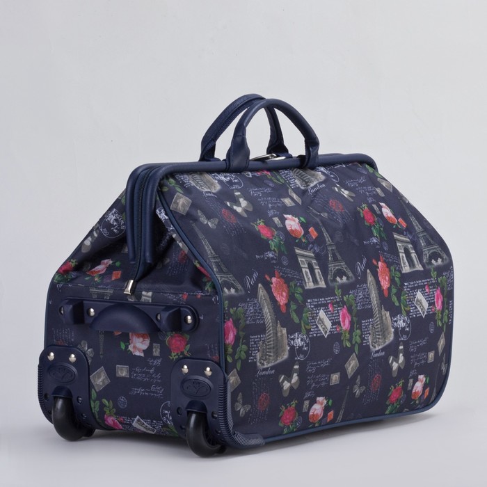 Сумка дорожная на колёсах "Париж", 1 отдел на молнии, цвет синий