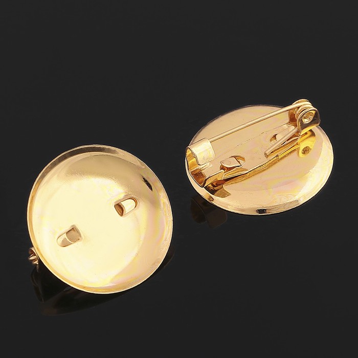 Основа для броши с круглым основанием СМ-367, набор 5шт 20 мм, цвет золото