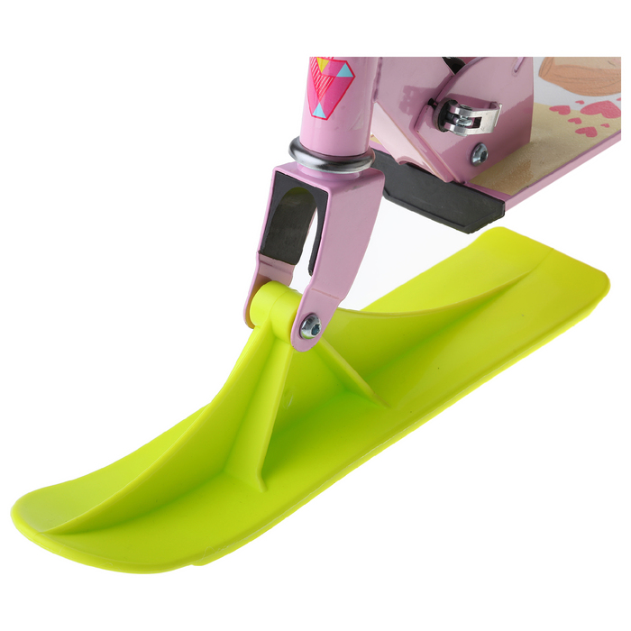 Самокат-снегокат 2 в 1 "Красотка", цвет розовый