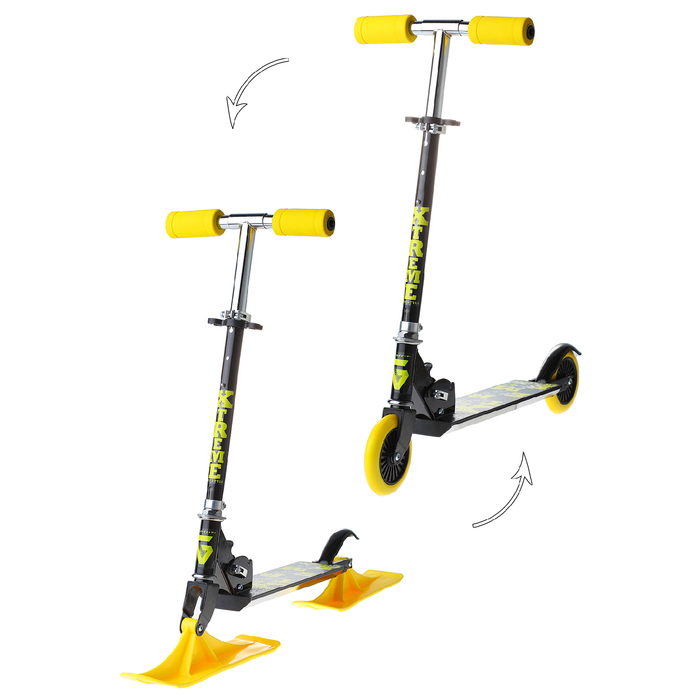 Самокат-снегокат 2 в 1 "XTREME", цвет черный