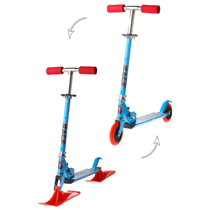 Самокат-снегокат 2 в 1 "RACE", цвет голубой