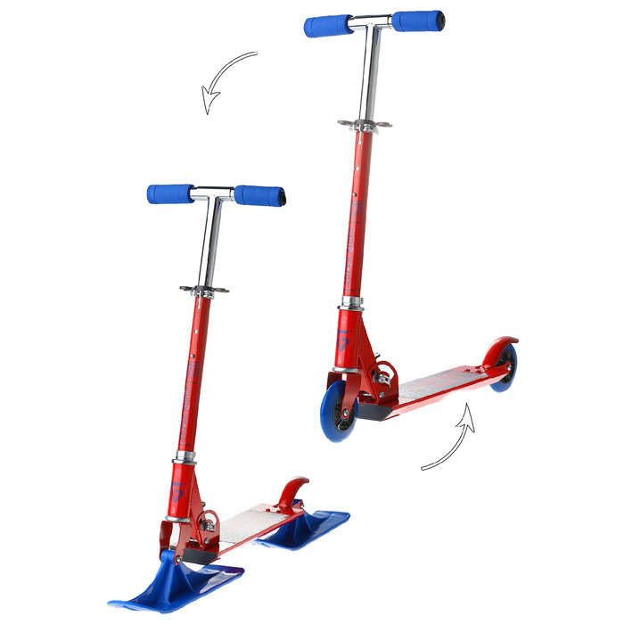 Самокат-снегокат зимний 2 в 1 "Super rider", цвет красный