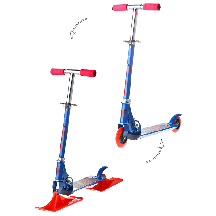 Самокат-снегокат зимний 2 в 1 "Super rider", цвет синий