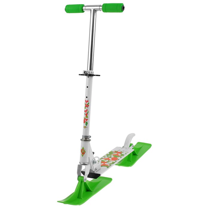 Самокат-снегокат зимний 2 в 1 "Лисы", цвет белый