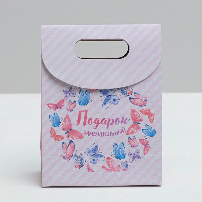 Пакет подарочный «Подарок замечательный», 12 × 16 × 6 см,