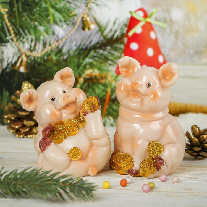 Копилка полистоун "Хрюша толстячок" МИКС 10,6х8х7 см