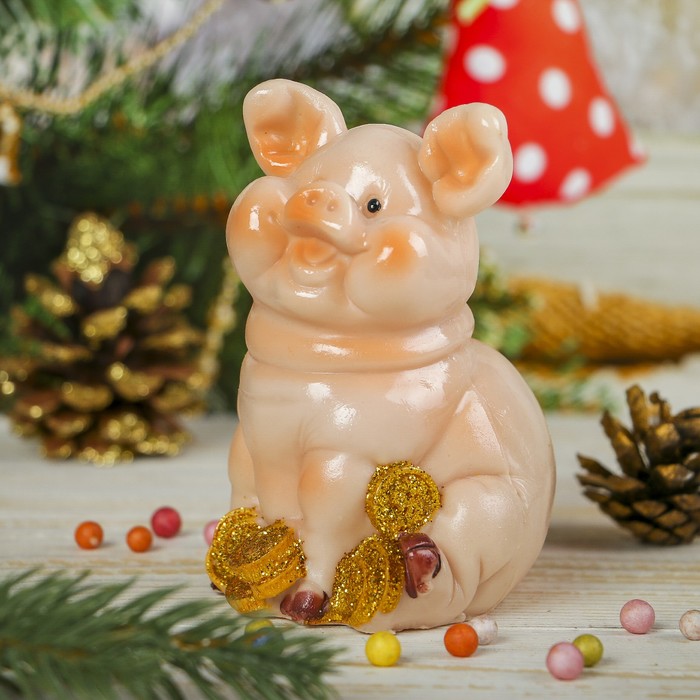Копилка полистоун "Хрюша толстячок" МИКС 10,6х8х7 см