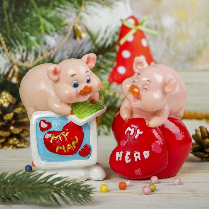 Копилка полистоун "Хрюша влюблённая" МИКС 12х8х8,5 см