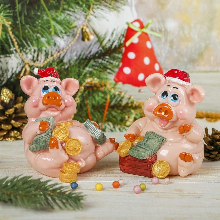 Копилка полистоун "Хрюша денежная" МИКС 11х8х8 см