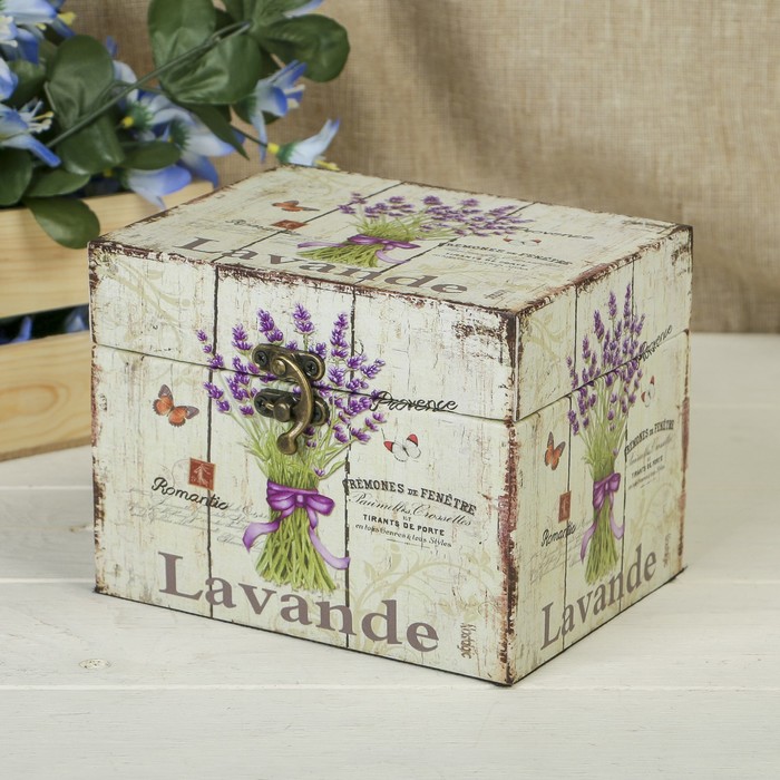 Шкатулка дерево "Букет лаванды" 12х16х12 см