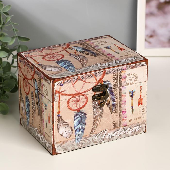 Шкатулка дерево "Ловец снов" 12х16х12 см