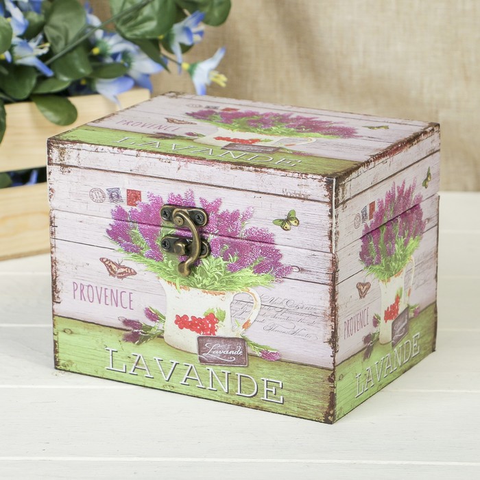 Шкатулка дерево "Лаванда в кувшине" 12х16х12 см