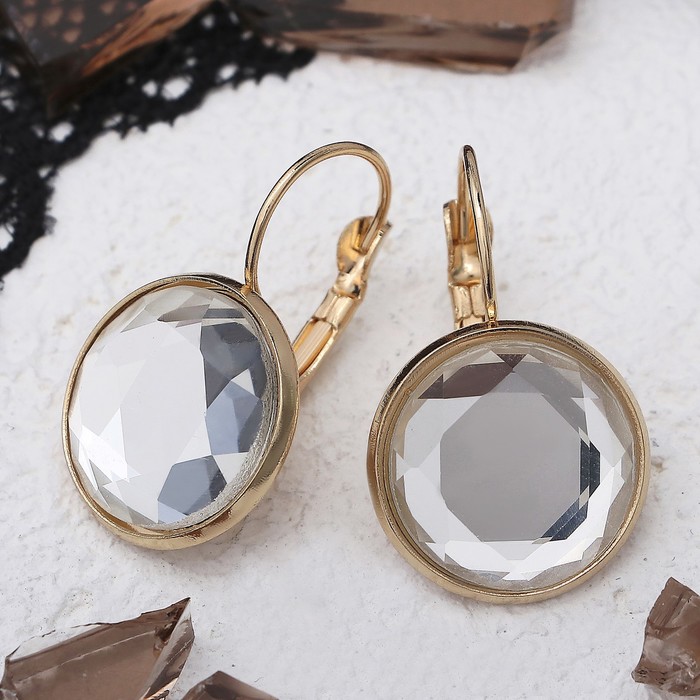 Серьги "Яркая классика" в обрамлении, цвет белый в золоте, d=1,6 см