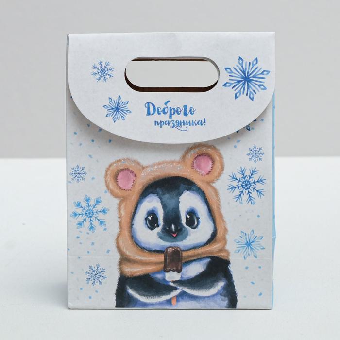 Пакет подарочный «Доброго праздника», 12 × 16 × 6 см,