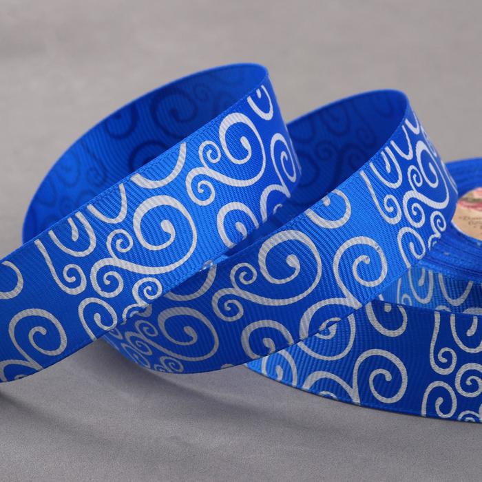 Лента репсовая "Узоры", 25мм, 22±1м, цвет белый