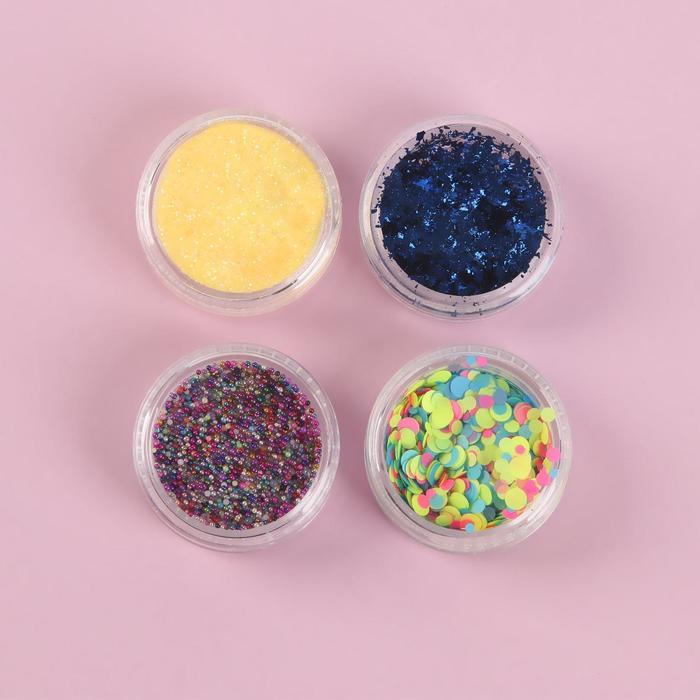 Набор для дизайна ногтей: 4 баночки, карусель на 12 ячеек, аппликатор, апельсиновые палочки 2шт, трафарет