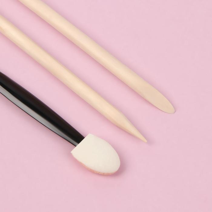 Набор для дизайна ногтей: 4 баночки, карусель на 12 ячеек, аппликатор, апельсиновые палочки 2шт, трафарет