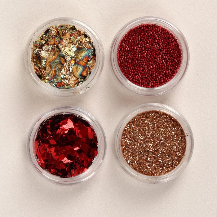 Набор для дизайна ногтей: 4 баночки, карусель на 12 ячеек, аппликатор, апельсиновые палочки 2шт, лента-скотч 2шт.