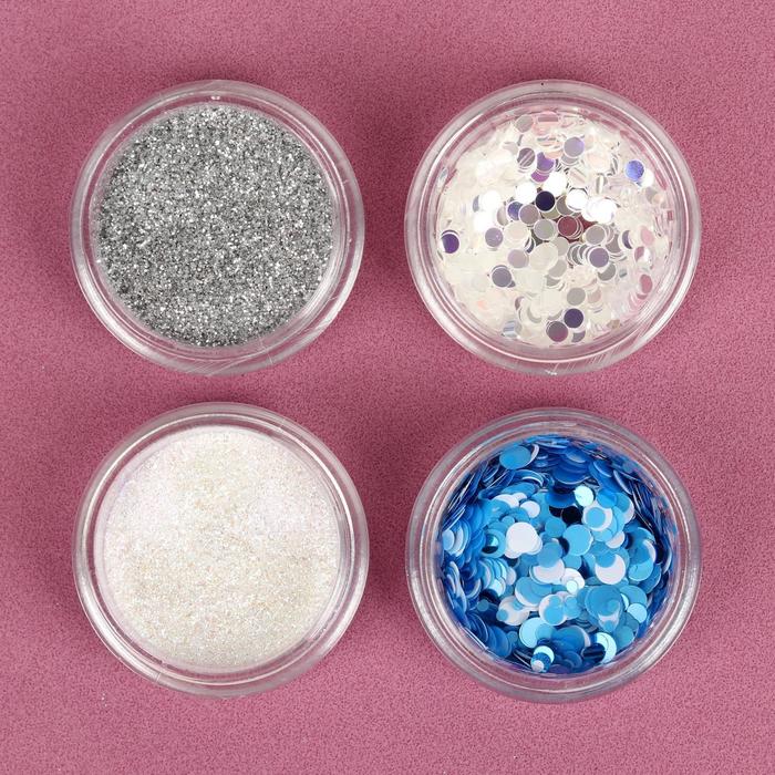 Набор для дизайна ногтей: 4 баночки, карусель на 12 ячеек, аппликатор, апельсиновые палочки 2шт, фольга