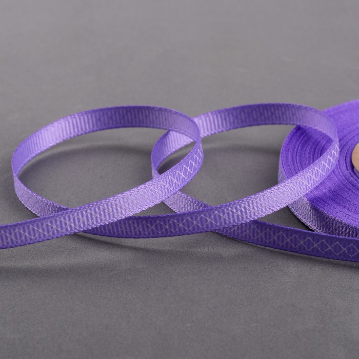 Лента репсовая "Ромбы", 6мм, 22±1м, цвет сиреневый/белый