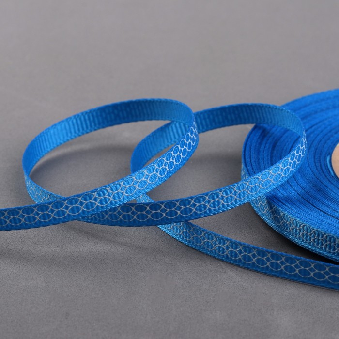 Лента репсовая "Ромбы", 6мм, 22±1м, цвет бирюзовый/белый