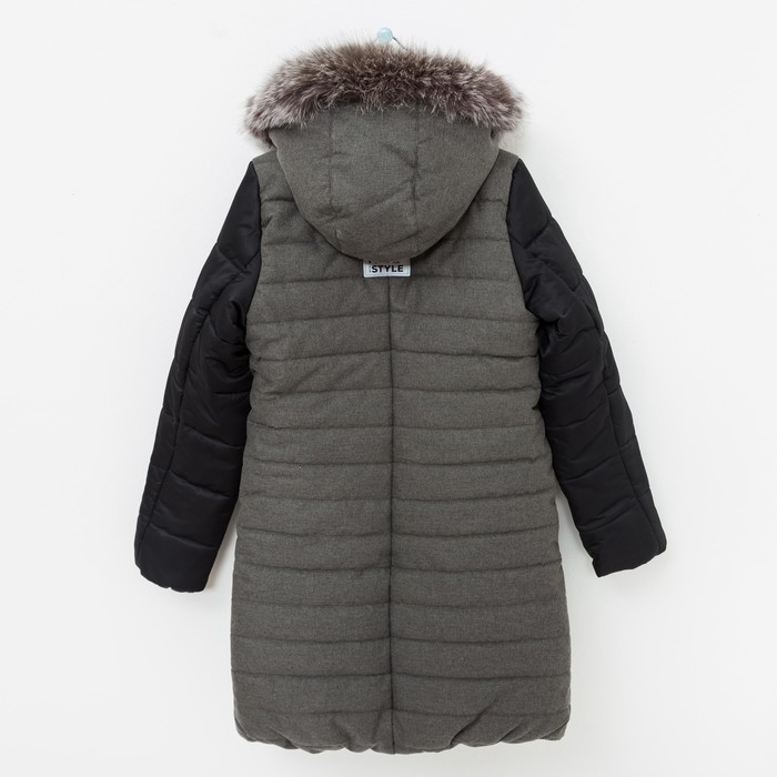 Пальто Дара , рост 146 см, цвет серый меланж/черный 40800-81