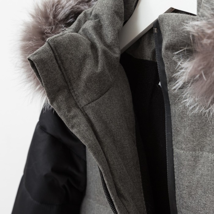 Пальто Дара , рост 140 см, цвет серый меланж/черный, 40800-81