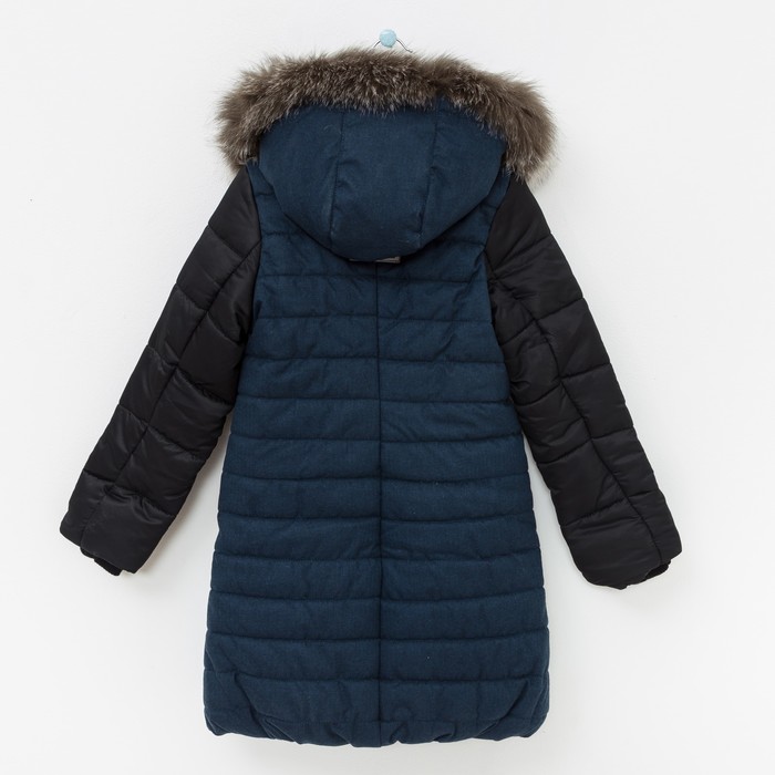 Пальто Дара, рост 140 см, цвет синий меланж/черный, 40800-81