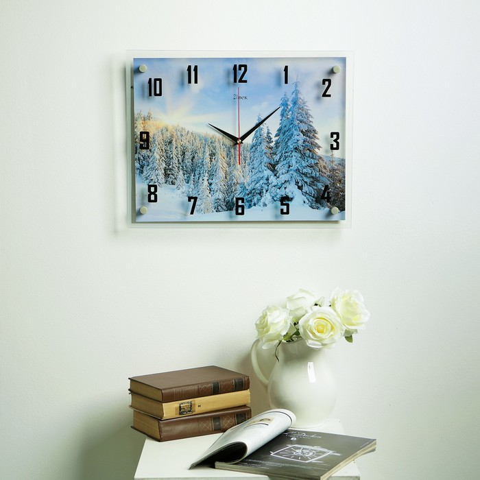 Часы настенные прямоугольные "Зима", 35х45 см