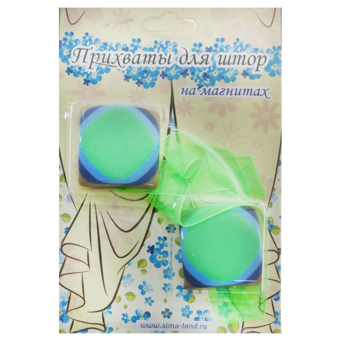Подхват для штор на ленте "Квадрат радужный", d=3,см, цвет зелёно-синий