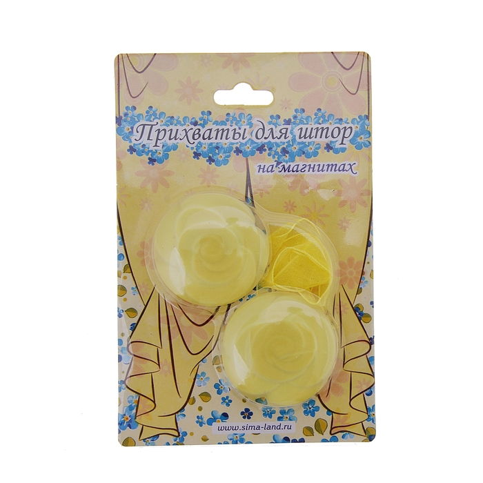 Подхват для штор на ленте "Роза объёмная", цвет жёлтый