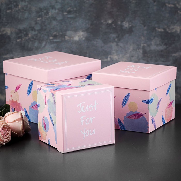 Набор коробок 3в1, 20,5 х 20,5 х 18 - 15 х 15 х 14 см