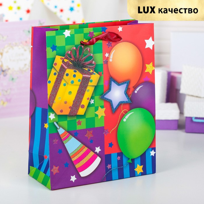 Пакет подарочный "Праздник", люкс, 18 х 8 х 23 см